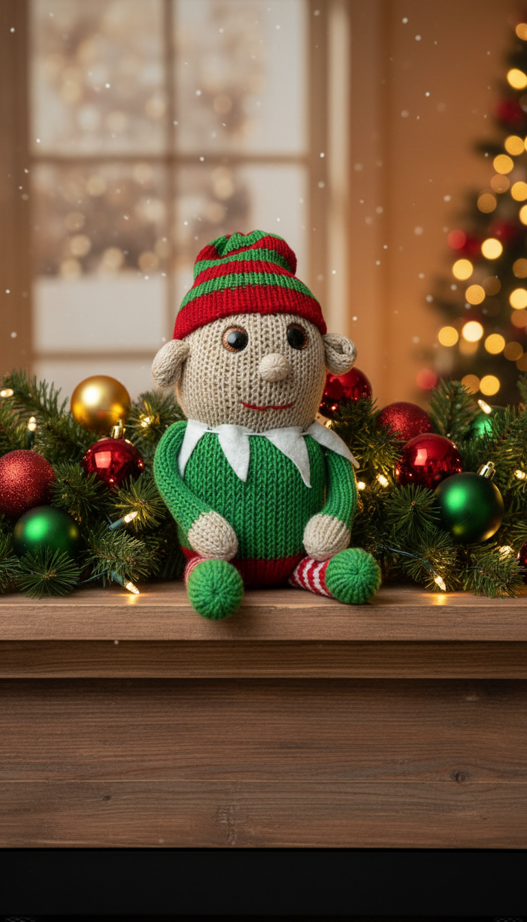 Christmas Elf Plush in festive holiday setting